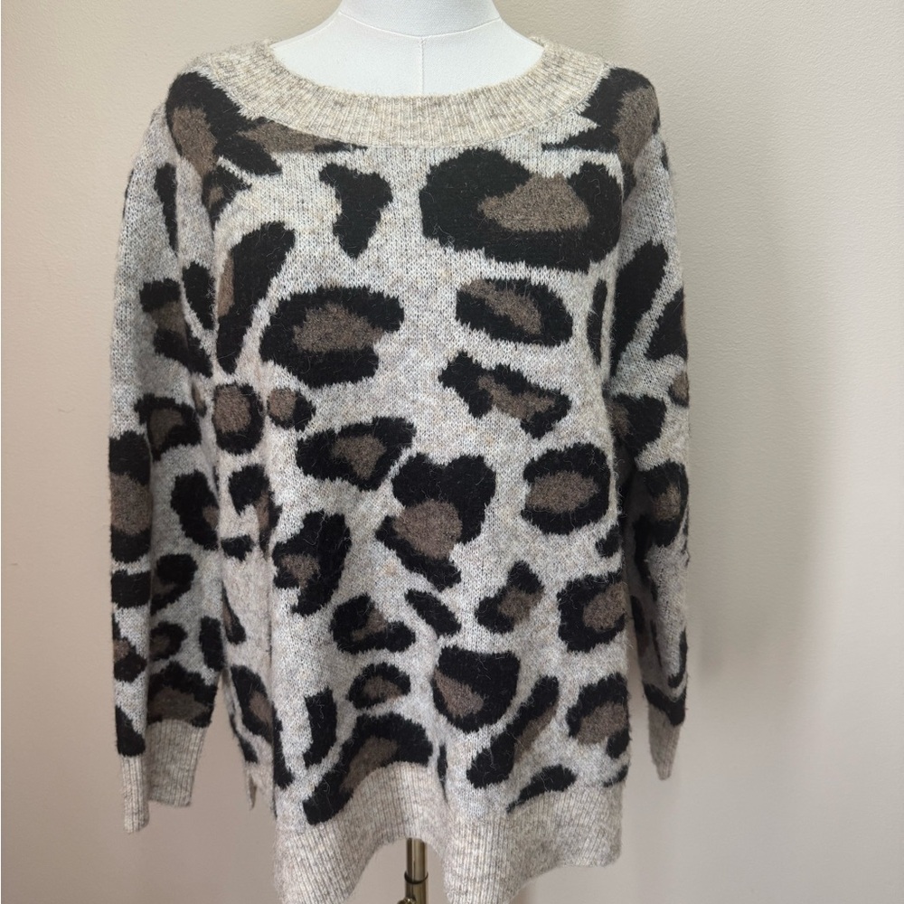 Aqua Animal Print Sweater Wool